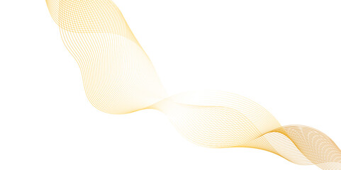 abstract background with dynamic orange wave lines ,flowing shimmering gold ribbon isolated on white background, gold shiny graphic with sparkles for graphic design projects.	