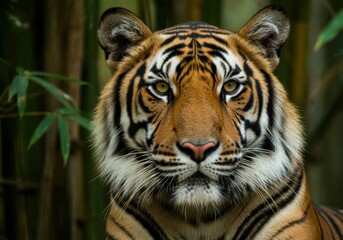 Naklejka premium Majestic Bengal Tiger in a Lush Forest