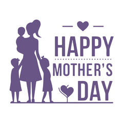 Flat Vector Design for Happy Mothers Day with Floral Elements