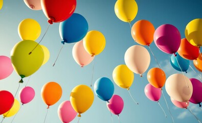Colorful balloons floating joyfully in sunny sky balloon background balloon background party holiday celebration decoration