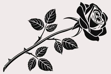 A minimalist black and white silhouette of a Rose