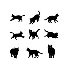 cat animals icon collection set silhouette vector flat design