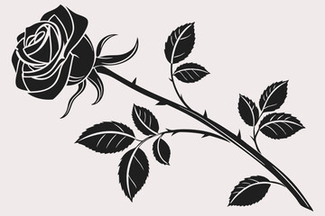 A minimalist black and white silhouette of a Rose
