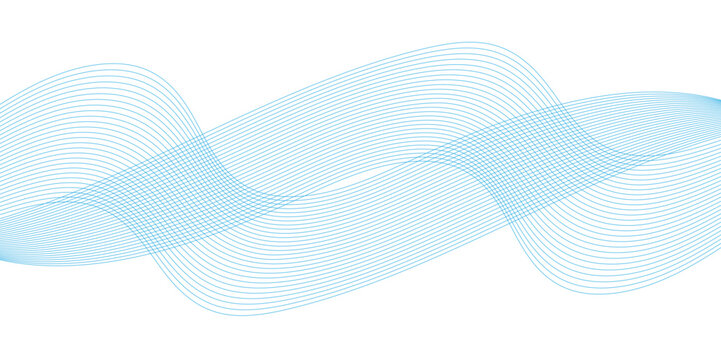 Abstract modern background with blue wavy lines and particles, Technology, data science, geometric border pattern, Stylized line art background. Vector illustration.
