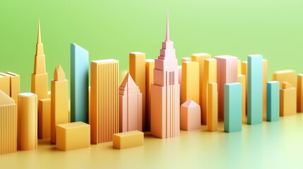 Obraz premium Colorful City Skyline in Flat Design Style