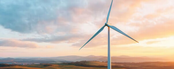 Wind Turbine Under Colorful Sky at Sunset