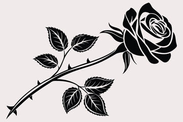 A minimalist black and white silhouette of a Rose