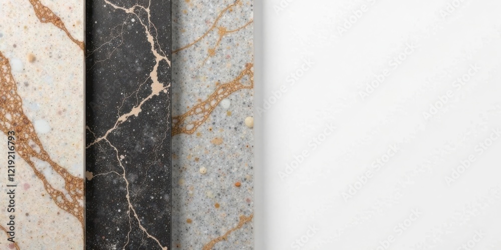 Poster Elegant Textured Surface Samples Displaying a Variety of Color Palettes and Veining Patterns Ideal for Interior Design Projects