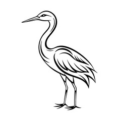 Obraz premium Elegant stork standing gracefully, showcasing wildlife and nature, black and white illustration