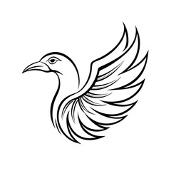 Obraz premium Stylized bird illustration with intricate wings, symbolizing elegance and grace, line art design