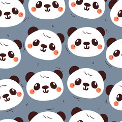 seamless pattern cute cartoon panda head. cute animal drawing for wallpaper, pattern, background