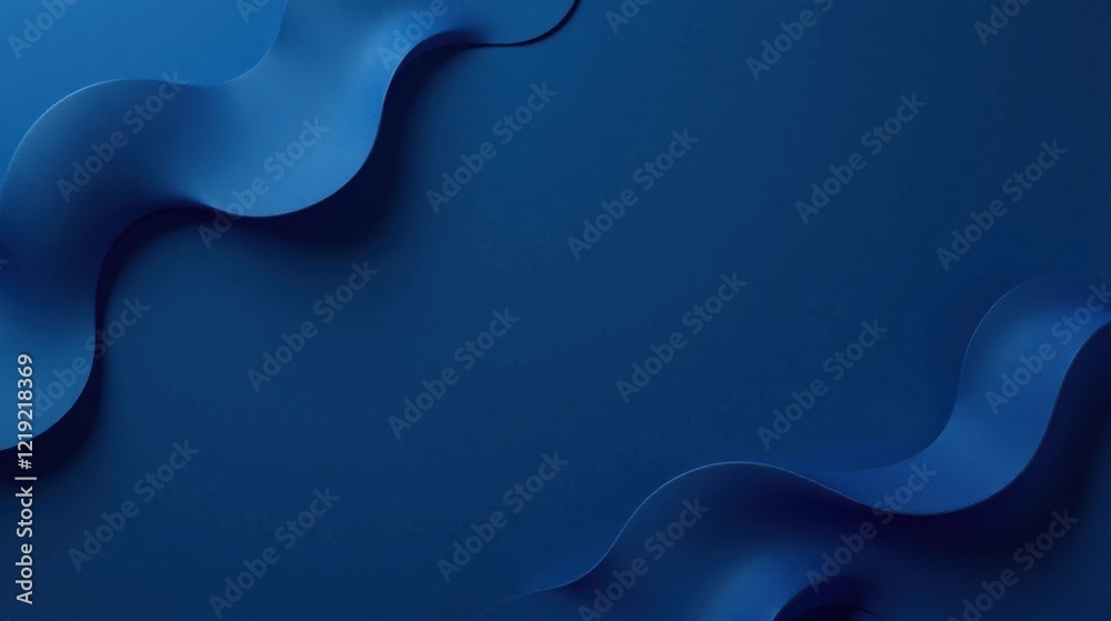 Aufkleber Abstract Blue Undulating Shapes on Deep Blue Background A Modern Design Element for Presentations or Visuals