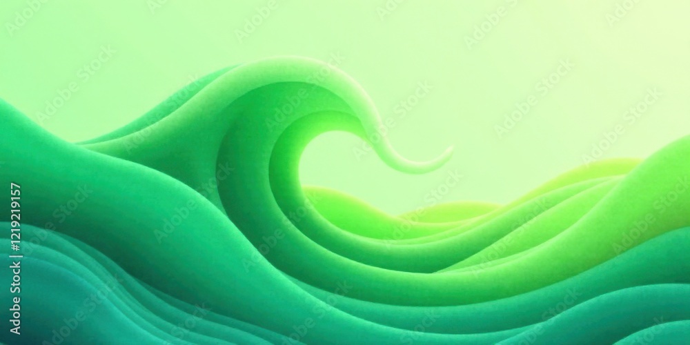Aufkleber Abstract Green Wave Background Serene Undulating Forms in a Gradient of Lush Greens