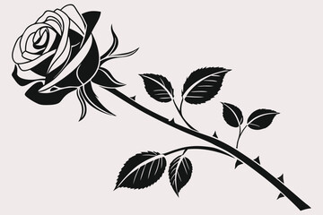 Fototapeta premium A minimalist black and white silhouette of a Rose
