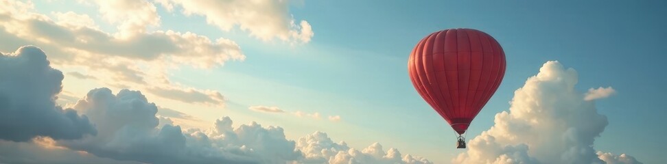 Fototapeta premium Giant weather balloon rising into a partly cloudy sky , exploration, aerospace