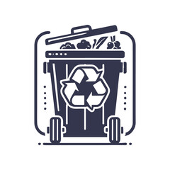 Recycling Bin and Growth Silhouette, Earth Day Element Vector Illustration