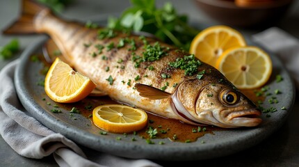 grilled fish with lemon