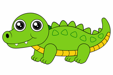 Cute Crocodile Vector art in Illustration on a White Background