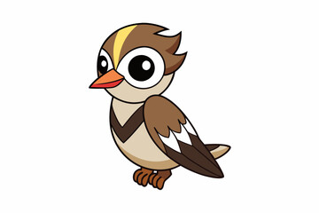 Cute Bird Vector art in Illustration on a White Background