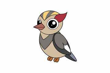 Cute Bird Vector art in Illustration on a White Background