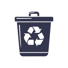 Recycling Bin and Growth Silhouette, Earth Day Element Vector Illustration