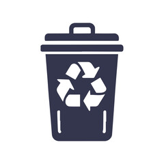 Recycling Bin and Growth Silhouette, Earth Day Element Vector Illustration
