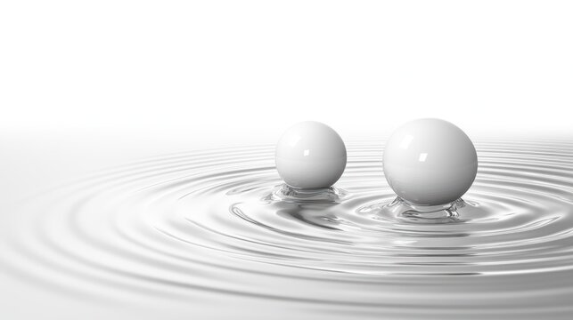 Mesmerizing ripples, two eggs submerged in water, a study in simplicity and texture