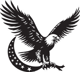 Eagle in flight, Vector Eagle Mascot, Silhouettes of wild birds in flight, Eagle Mascot Vector Illustration