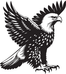 Eagle in flight, Vector Eagle Mascot, Silhouettes of wild birds in flight, Eagle Mascot Vector Illustration