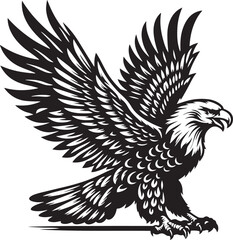 Eagle in flight, Vector Eagle Mascot, Silhouettes of wild birds in flight, Eagle Mascot Vector Illustration