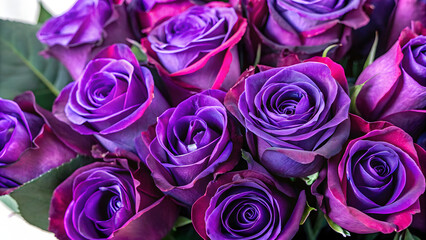 Saint Valentine's Day. Luxurious red roses in full bloom, with soft petals and green leaves, cut out