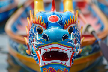 Beautiful holiday composition for happy celebrate chinese dragon boat festival, abstract vivid composition consists of fictional unreal fantastic vision on background