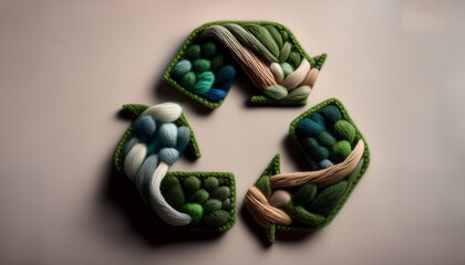 Recycling Symbol Made of Wool &ndash; Sustainable, Eco-Friendly, Natural Colors