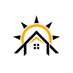 home and sun logo concept 