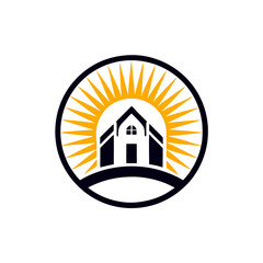 home and sun logo concept 