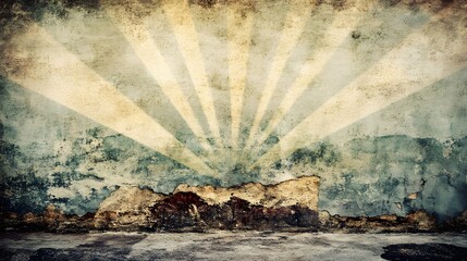 Grunge Wall Texture with Vintage Sunburst Design