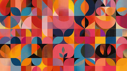 Colorful Abstract Geometric Design with Retro Vibes