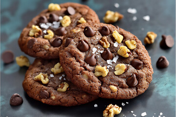 Fototapeta premium walnut chocolate chip cookies