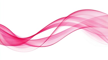 Abstract pink wave flowing smoothly on white.