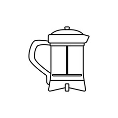 French Press Outline Icon for Coffee Culture
