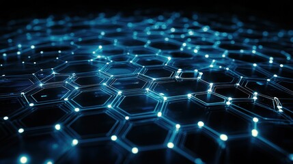 Naklejka premium Abstract blue glowing hexagonal network pattern.