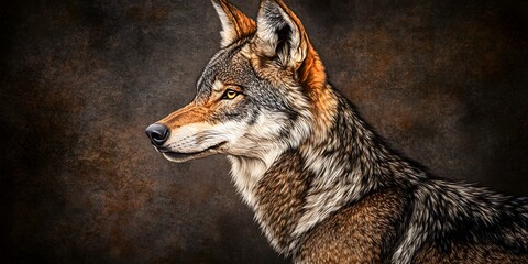 Fototapeta premium Majestic Wolf Profile AI Art Brown Fur Wild Animal