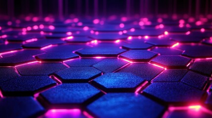 Obraz premium Abstract futuristic background with glowing hexagonal pattern.