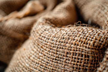 Obraz premium Close-up of natural linen fabric with visible weave texture, highlighting eco-friendly and organic materials