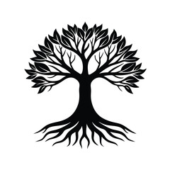 Fototapeta premium landscape tree with root silhouette vector image illustration and artwork on white background