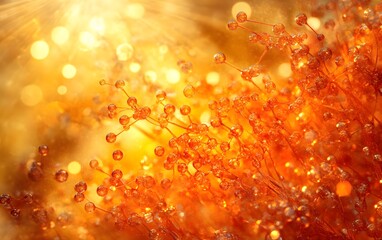 Abstract Golden Molecular Structure Background, Microscopic View,  AI Generated Art