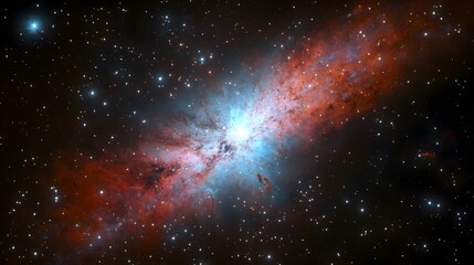 Obraz premium Stunning Nebula Space Photography Red And Blue Cosmic Cloudscape