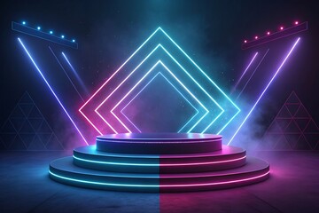 red carpet with spotlight Product display Abstract Geometric 3D Rendering Circle Cylinder Background