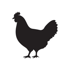 Simple black silhouette of a hen