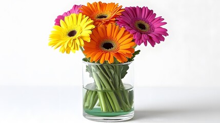 Vibrant Gerbera Daisies in Glass Vase Colorful Flower Bouquet